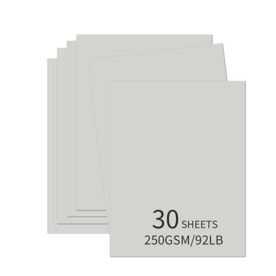 30 Sheets Grey Cardstock 8.5'' x 11'', 250gsm/90lb Heavyweight Cover Cardstock Paper, Thick and Smooth Card Stock Perfect for Invitations, Menus, DIY Cards, Arts and Crafts