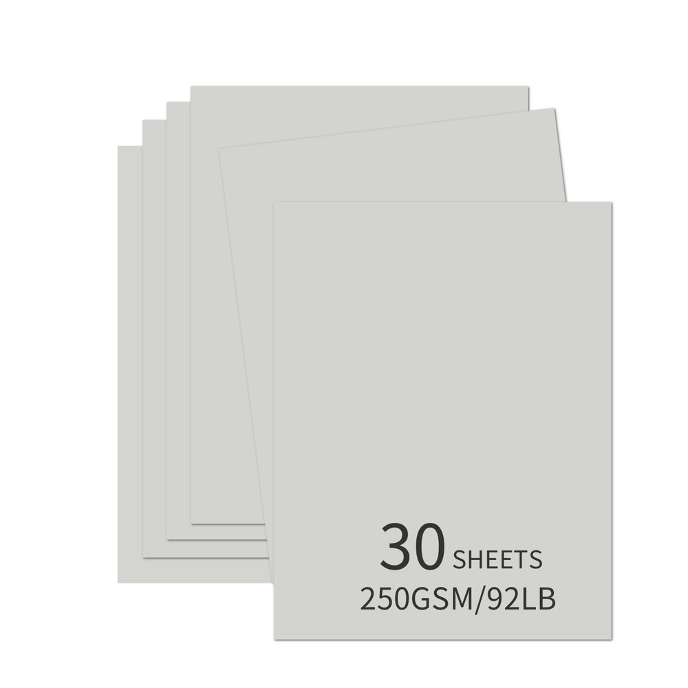 30 Sheets Grey Cardstock 8.5'' x 11'', 250gsm/90lb Heavyweight Cover Cardstock Paper, Thick and Smooth Card Stock Perfect for Invitations, Menus, DIY Cards, Arts and Crafts