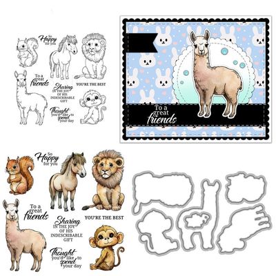 Animal Lion Horse Clear Stamps and Die Cuts Sets for Handmade Card Making Metal Cutting Dies Stencils Scrapbook Kit Embossing Supplies 2024-2025 Seals Template