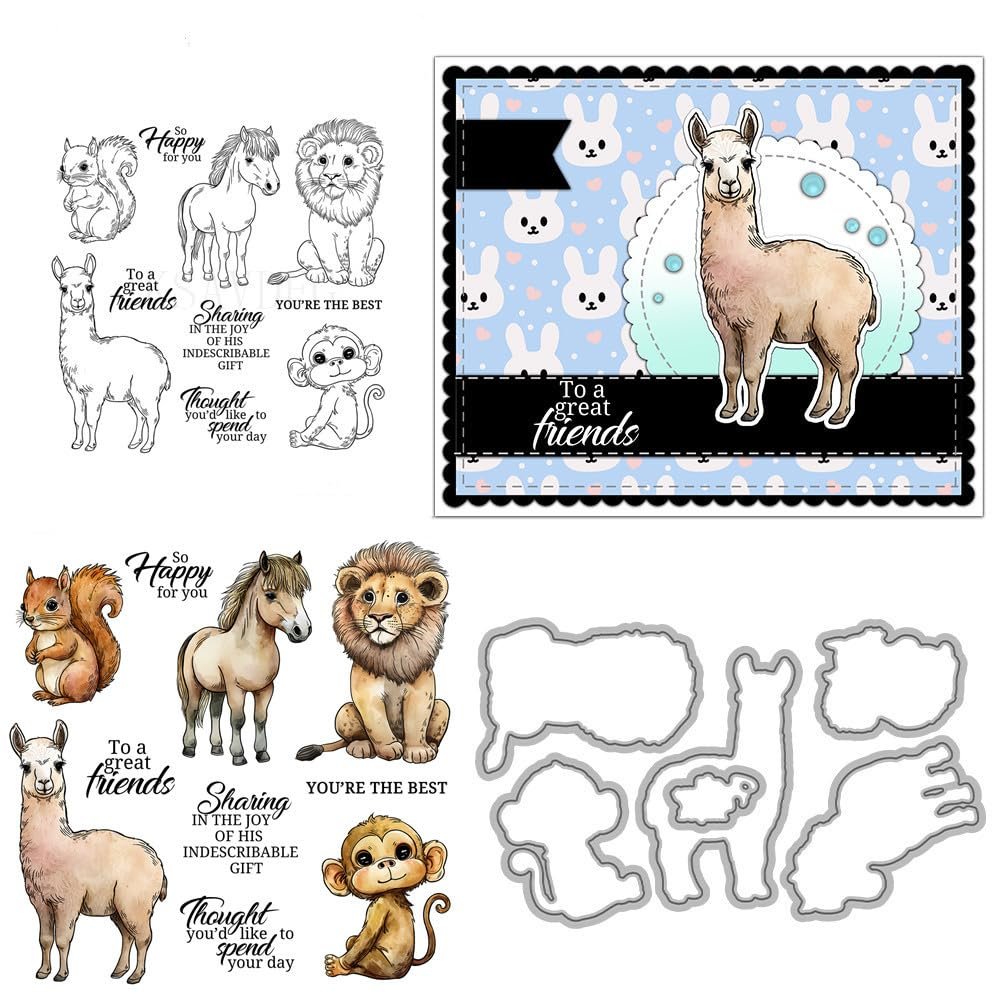 Animal Lion Horse Clear Stamps and Die Cuts Sets for Handmade Card Making Metal Cutting Dies Stencils Scrapbook Kit Embossing Supplies 2024-2025 Seals Template