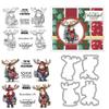 Christmas Hippopotamus Deer Antlers Clear Stamps and Die Cuts Sets for Handmade Card Making Metal Cutting Dies Stencils Scrapbook Kit Embossing Supplies 2024-2025 Seals Template view 1