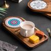 eexbz Tray North End Chinese Solid Wood Tray Water Cup Storage Tray Retro Bread Snack Dessert Storage Breakfast Tray Serving Trays(C) view 4
