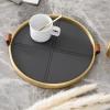 eexbz Tray Gray Leather Round Tray Light Luxury Fruit Tray Decoration Home Living Room Dining Table Tea Set Storage Tray Serving Trays(Medium) view 3