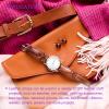 DMiotech Light Brown Faux Leather Strap 1.2 Inch Wide 39 Inch Long Flat Leather Belt Strip 1.3mm Thick Single Sided Cord for Arts Craft DIY, Traction Ropes, Bag Straps view 2