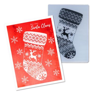 Arbuya 3D Christmas Stocking Plastic Embossing Folders for Card Making Xmas Stockings Sock Embossing Folder for Gift Tag Paper Crafting Home Decoration