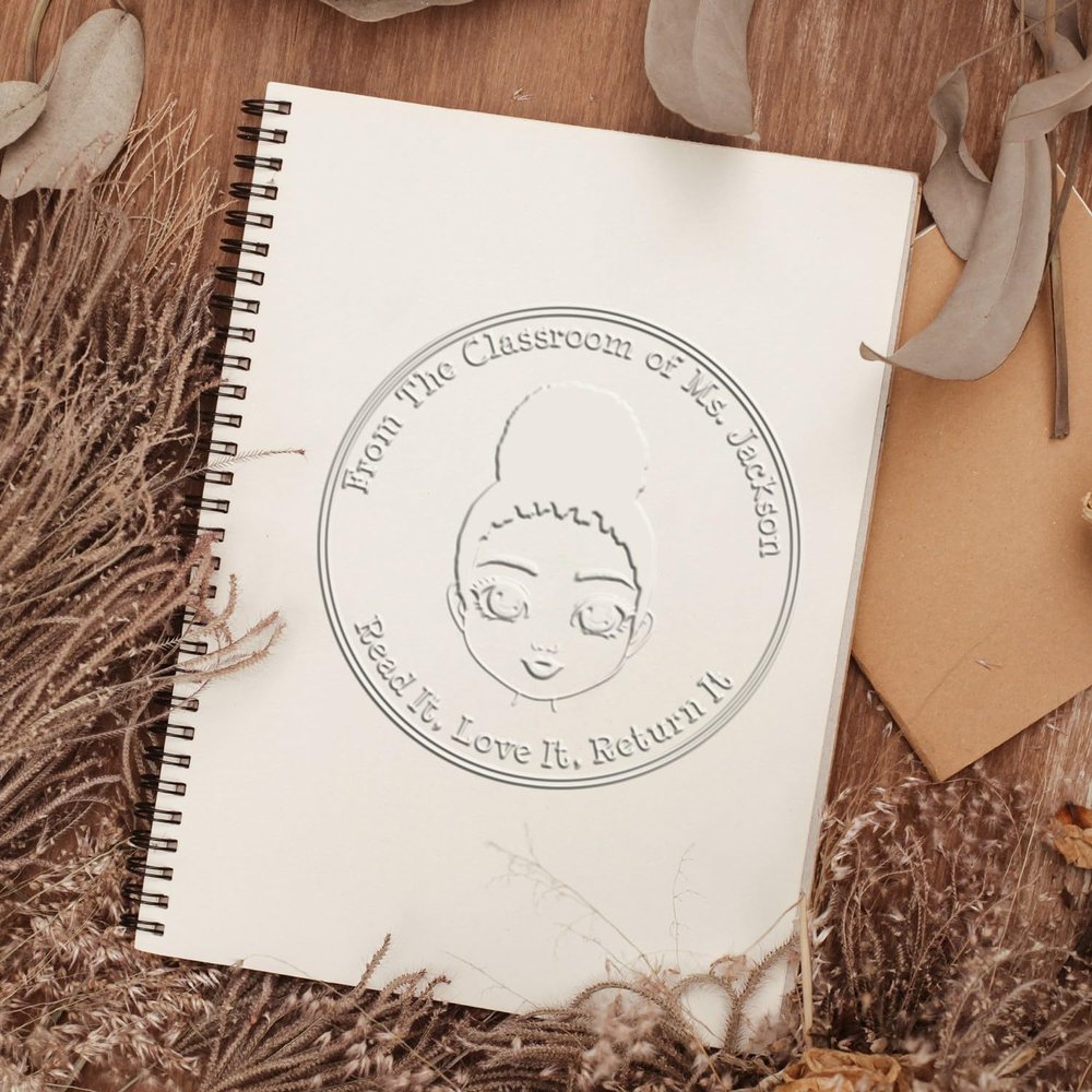 Hybrid Cute Character Embosserer & Female Avatar Embossing Seal - Ideal for Art Teachers, Art History Books - Durable Design - Ideal forClassroom Use