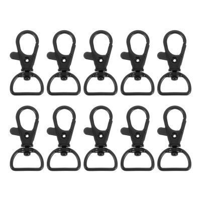 uxcell 10Pcs Swivel Clasps, 0.63 Inch D Ring Lobster Clasp Claw Metal Push Gate Snap Hook for Purse Making Keychain Belt Strap, Black
