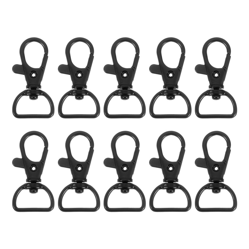uxcell 10Pcs Swivel Clasps, 0.63 Inch D Ring Lobster Clasp Claw Metal Push Gate Snap Hook for Purse Making Keychain Belt Strap, Black