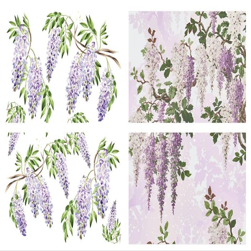 Dixie Belle Belles & Whistles Transfer | Wisteria Spring | (4) 12" x 18.6" Sheets | Rub On Decorative Transfer for Crafts, Furniture, DIY | Crafting Design Transfer