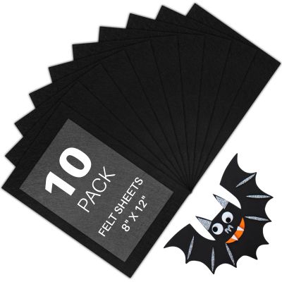 HTVRONT Black Felt Sheets for Crafts - 10pcs Stiff Felts, 8x12 Craft Felt Sheet, 1mm Black Fabric Sheets, Thin Pack Patchwork Craft Supplies, Felt Squares A4 Size