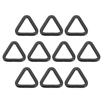uxcell 10 Pcs Metal Triangle Ring Buckle, 5/8" Belt Fastener Connectors Strap Keeper Loop for DIY Leather Purse Bags Handbag Straps, Black