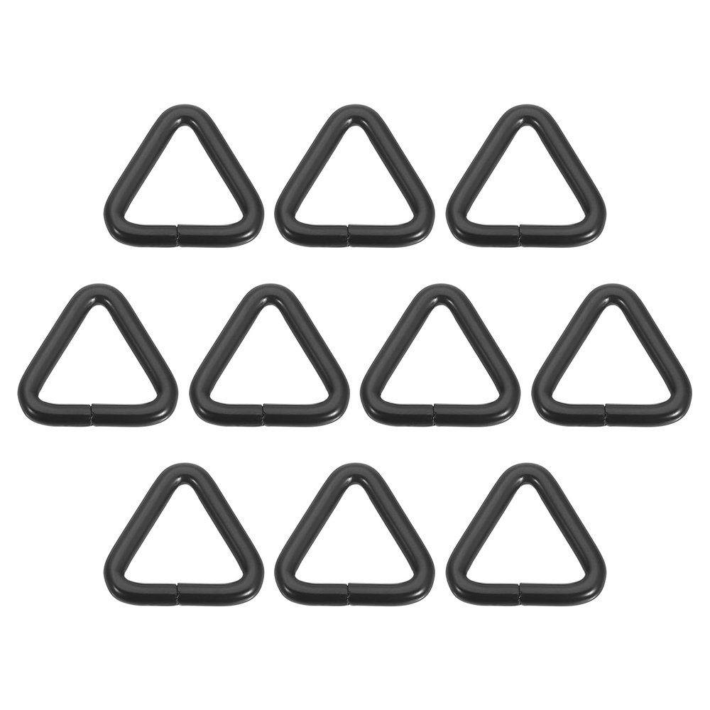 uxcell 10 Pcs Metal Triangle Ring Buckle, 5/8" Belt Fastener Connectors Strap Keeper Loop for DIY Leather Purse Bags Handbag Straps, Black