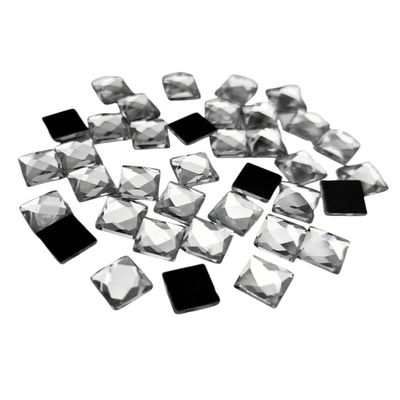 Square and Rectangle Glass Hot Fix Rhinestones Flatback Iron-On Clear Crystals for DIY Garments - (Color: 5X5Mm 100Pcs)