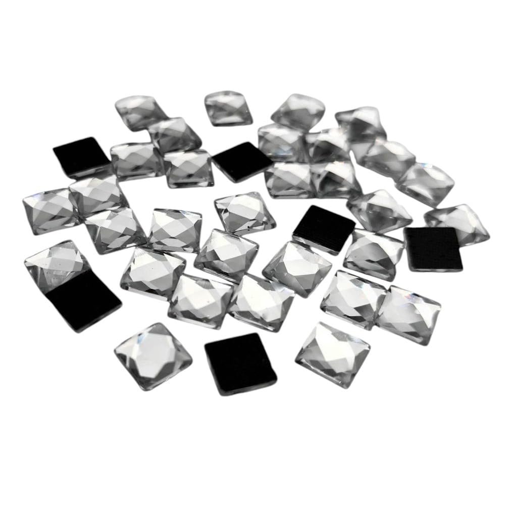 Square and Rectangle Glass Hot Fix Rhinestones Flatback Iron-On Clear Crystals for DIY Garments - (Color: 5X5Mm 100Pcs)