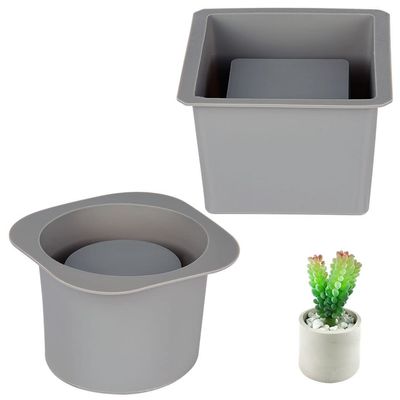 byepica 2Pcs Concrete Silicone Molds - DIY Succulent Pot Molds, Round & Square for Plant Pots