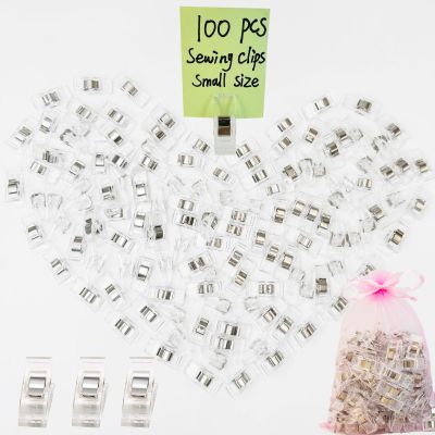 100 PCS Small Size Sewing Clips Clear Color Quilting Clips, Multipurpose Fabric Clips, Sewing Supplies, Crafting Tools, Photo Clips