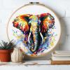 Cross Stitch Kits Counted Kit Cross-Stitching Pattern for Home Decor, 11CT Pre-Printed Fabric Embroidery Crafts Needlepoint Kit Canvas 13.7 x13.7 inches (35x35cm)- Animal Elephant (P) 1 view 1
