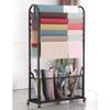 Craft Room Organiser Display Display Stand Large Metal Ribbon Rack with Wheels, 140cm Tall Scarf Ribbon Satin Rack, Roll Storage/Gift Warp Paper Organizer Holder, Spools Dispenser Movable Cart(Black,1 view 1