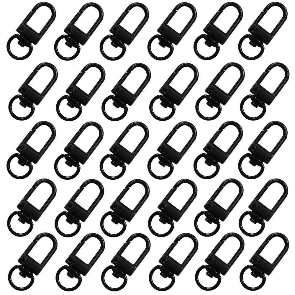 Auvotuis 30Pcs Metal Lobster Claw Clasps, 360 Swivel Trigger Snap Hooks, Key Chain Hooks, DIY Claw Clasps for Jewelry, Purse Making, Bags Keychain, Key Rings, Art Crafts (Black)