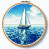 Cross Stitch Kits Counted Kit Cross-Stitching Pattern for Home Decor, 11CT Pre-Printed Fabric Embroidery Crafts Needlepoint Kit Canvas 13.7 x13.7 inches (35x35cm)- Sea, Sailing (M) 2 view 1