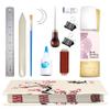 SimpleVibesXinPuwei Handmade Touch Bookbinding Kit with Oil Canvas Cover Notebook DIY, Including Instructions + Video Tutorial, Suitable for Diary/Travel/Recipe Book (Style 2) view 1