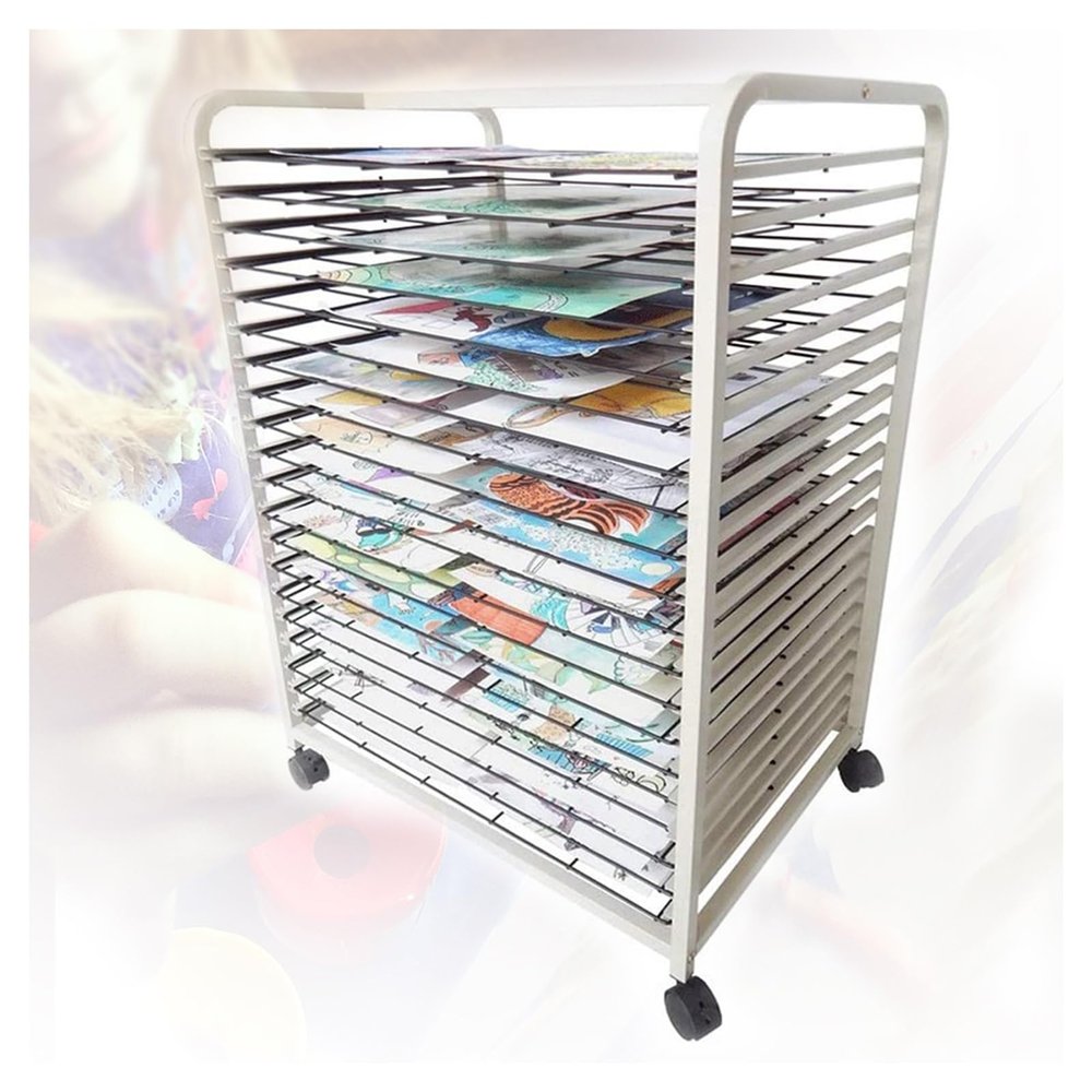 XLTFUC 20 Tier Art Drying Rack, Drying Rack Art Studio, Educational Products Drying Rack, Space Saving Rack for A2/4K Artwork/Paintings