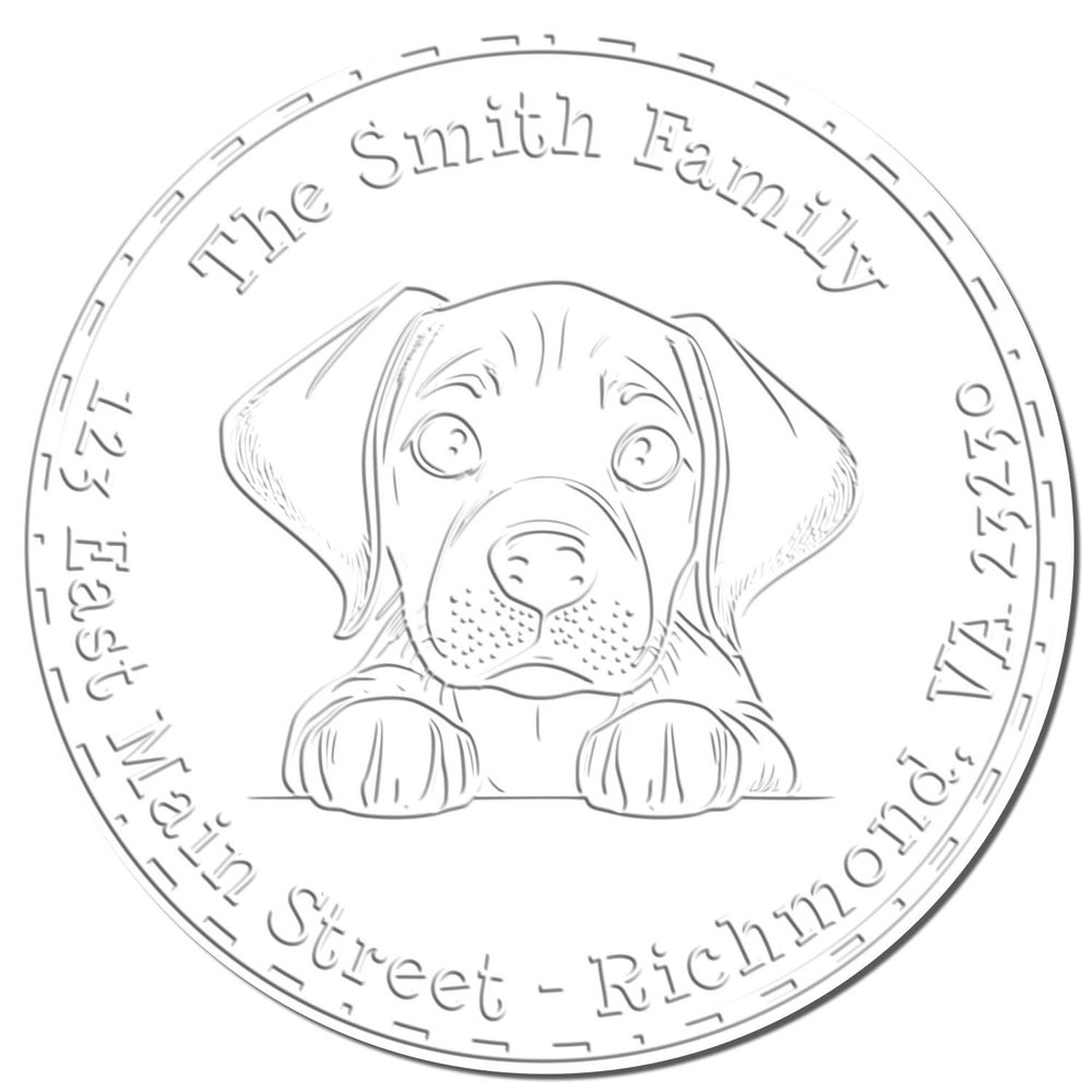Customized Rhodesian Ridgeback Embossing Seal, Embosser with Peeking Puppy Design, Ideal for Address Stamping, Available in Pink or Black Handle - Hybrid Embosser for Rhodesian Ridgeback Lovers