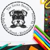 Customized Miniature Schnauzer Rubber Stamp - Personalized 1-5/8 Round, Wood Handle Stamper - Ideal for Home Use - Unique Miniature Schnauzer Peeking Puppy Design - Gift for Dog Lovers view 1