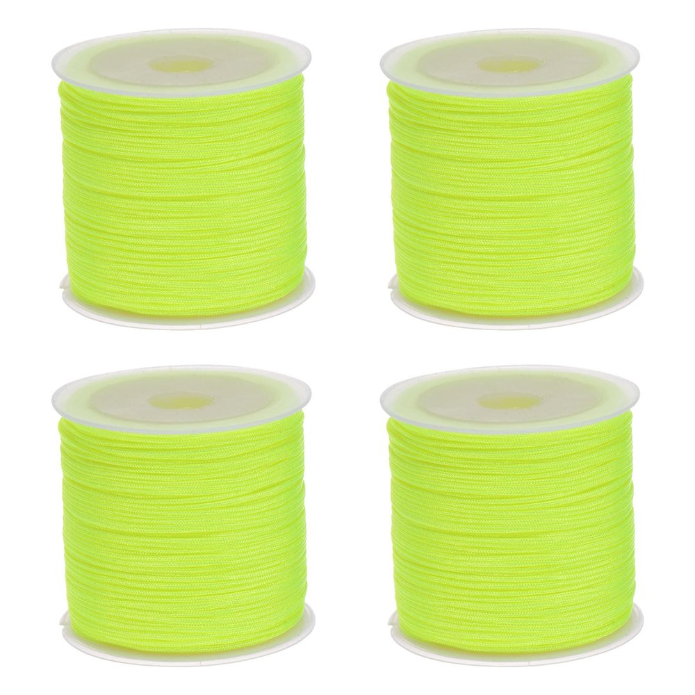 HARFINGTON 4 Rolls Nylon String Cord 45 Yards 0.8mm Nylon Cord Beading Satin String for Bracelet Jewelry Making Chinese Knotting Cord Necklaces Kumihimo Bracelets Craft, Fluorescent Yellow