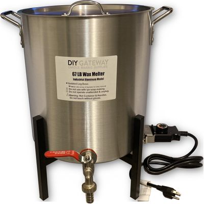 Large Industrial 67 LB Wax Melter for Candle Making: Aluminum Wax Melting Pot + Large Size Quick-Pour Spout & Free Ebook