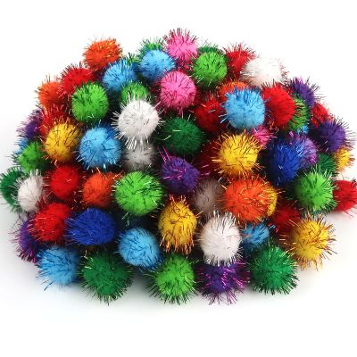 TOAOB 200pcs Glitter Pom Poms 1 inch Multicolor Tinsel Pom Poms Sparkle Balls Arts and Fluffy Crafts Fuzzy Pompoms for DIY Crafts Projects Home Decorations