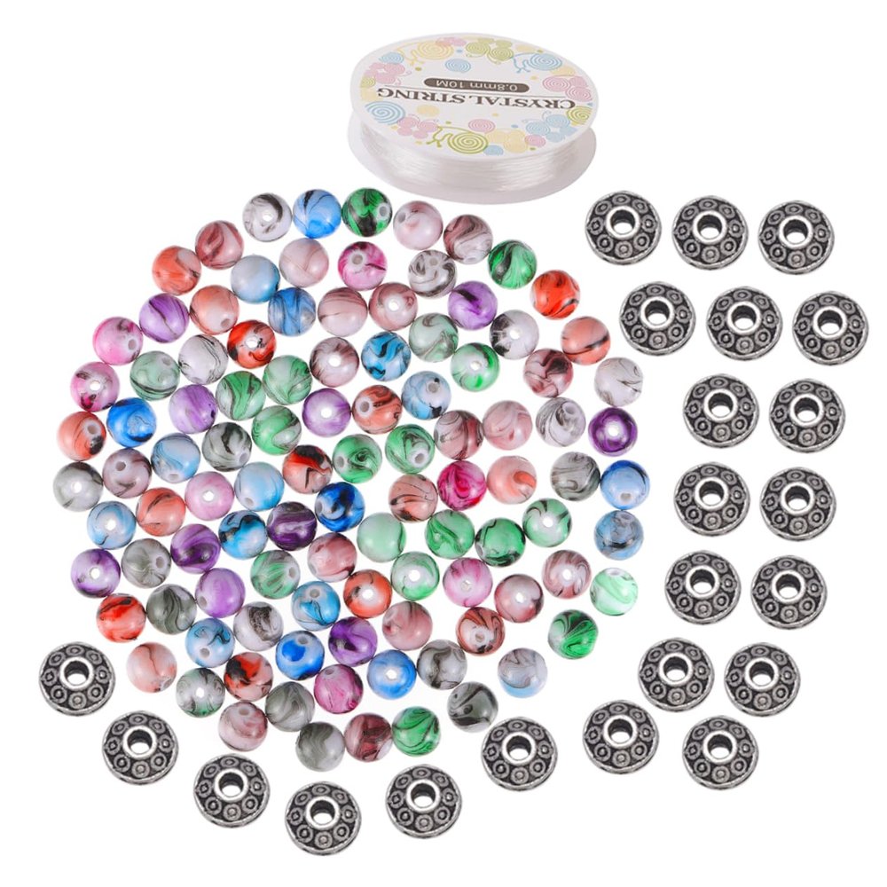 CORHAD DIY Acrylic Beads Spacer Beads Loose for Necklace Bracelet Making Jewelry Making Round Acrylic