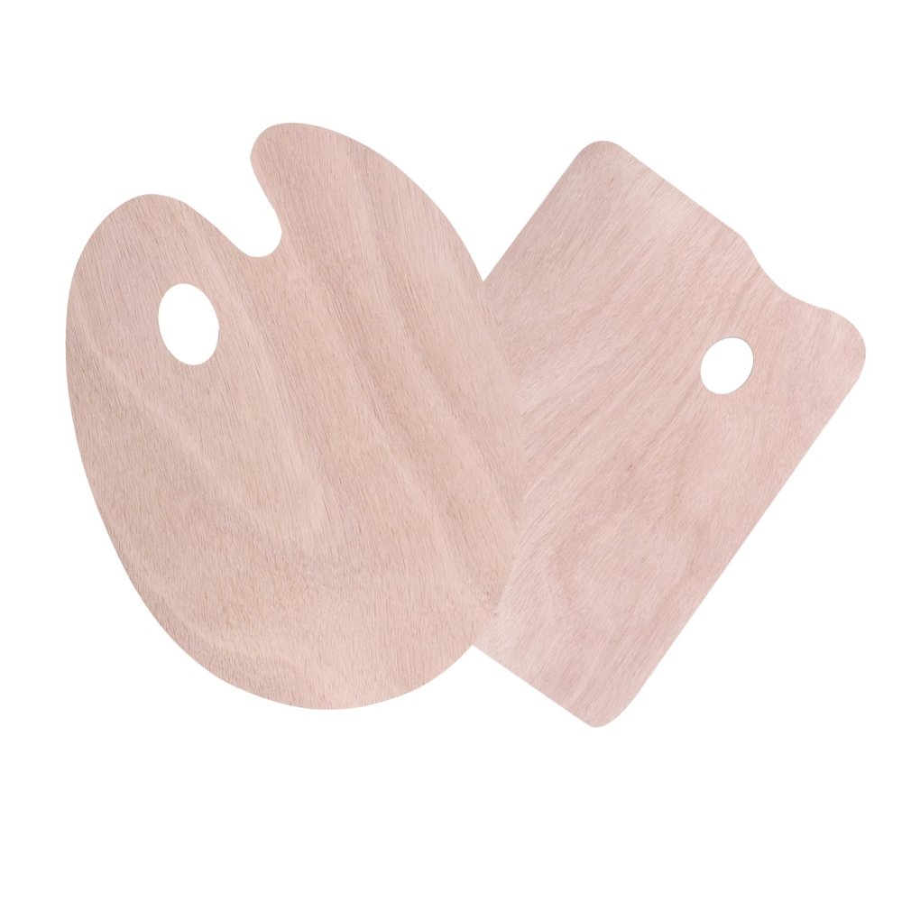 VILLFUL 2pcs Wooden Mixing Tray with Grip Oval Square Pigment Plate for Oil and Acrylic Painting for Students and Art Enthusiasts Durable and Smooth Finish