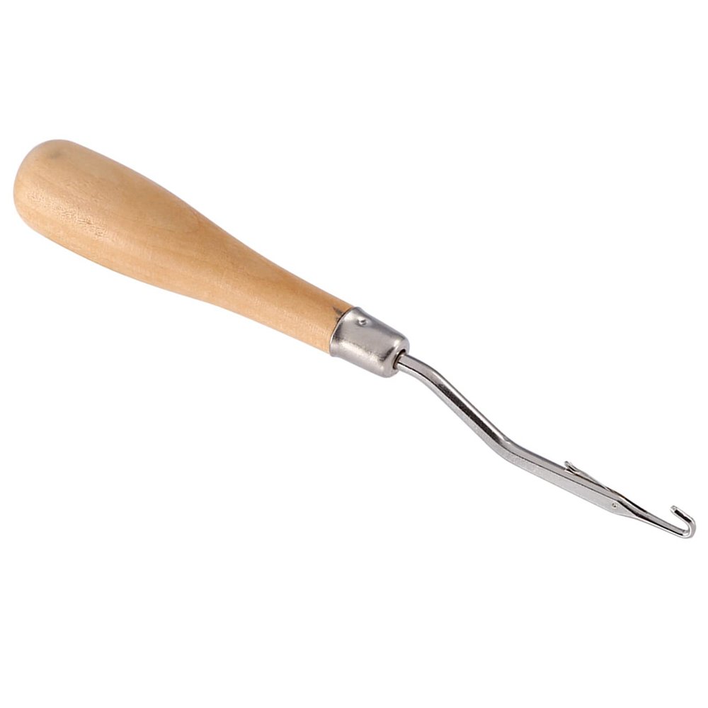 ZJchao Bent Latch Hook Puller Tool, Wooden Handled Crochet Needle for Canvas Rug Making, Ideal for Wool Projects, Repairs in Knitting, 6.22Long