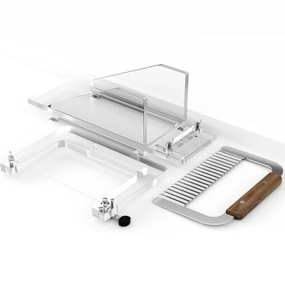 Kadxyan Soap Cutter Set, Handcrafted Soap Loaf Cutter Mold, Size Scale Precise Positioning,with Wire Slicer & Wavy Slicers, for DIY Soap Making, Loaf Cutting, Cake Making