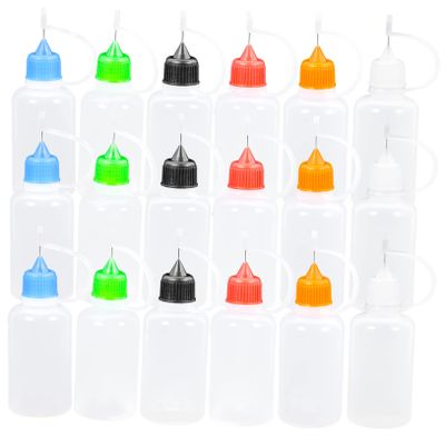 TOPPERFUN 18pcs Translucent Needle Applicator Bottles for Crafts Squeeze Glue Bottles Coded Tips for Precision Liquid Storage Each for Painting and Repairs