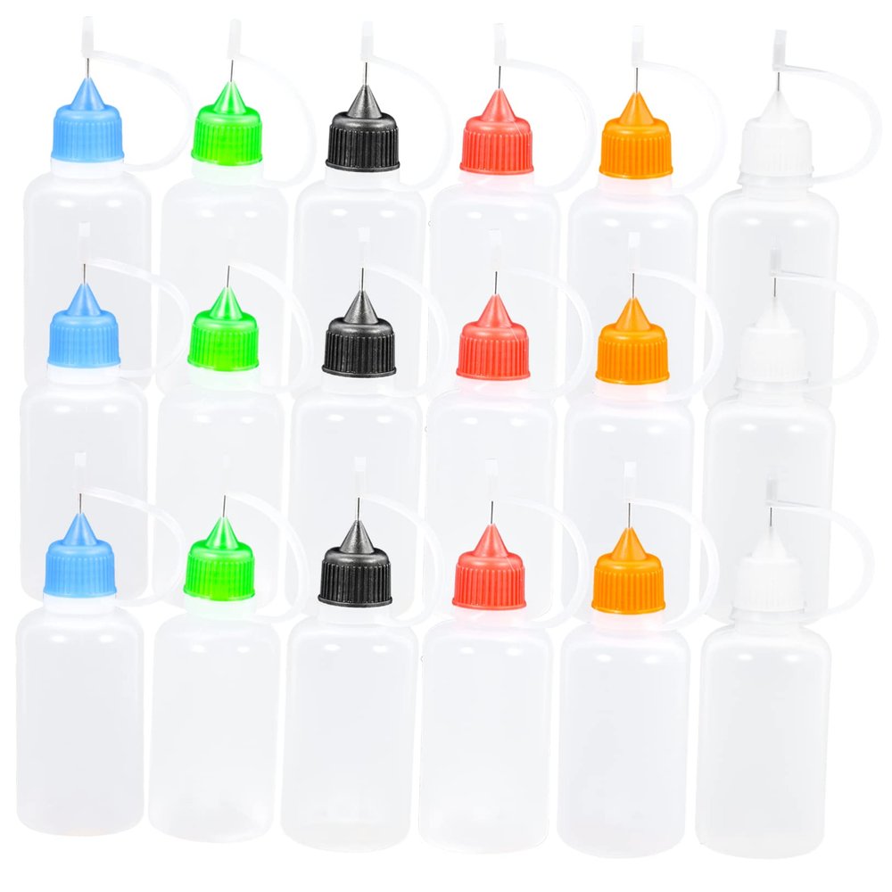 TOPPERFUN 18pcs Translucent Needle Applicator Bottles for Crafts Squeeze Glue Bottles Coded Tips for Precision Liquid Storage Each for Painting and Repairs