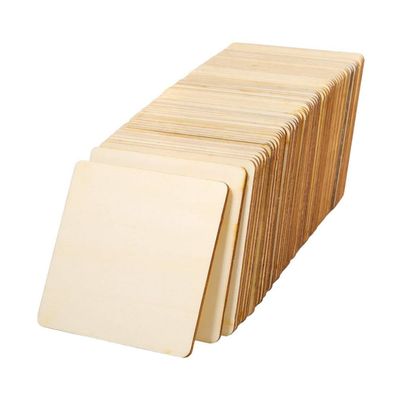 TEHAUX 30pcs Square Blank Wood Chips for Hand Unfinished Wood Slices for Crafting Home Decor and Ornaments for Creative Projects and Custom Designs