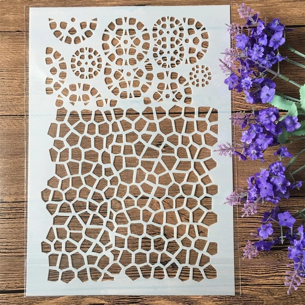 Stencils for Crafts,A4 29cm Grid Pattern Texture Reusable Stencils for Painting on Wood,Canvas,Paper,Fabric,Furniture,Rock,Wall Stencils