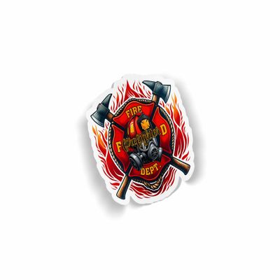 Firefighter Cross with Flames Waterproof Sticker