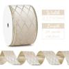 MAYREEL 2.5 Inch Champagne Gold Velvet Wired Ribbon Metallic Diamond Glitter Grid for Christmas Gift Wrapping Floral Craft Bows Wreaths Garland Holiday Decor 10 Yards view 2