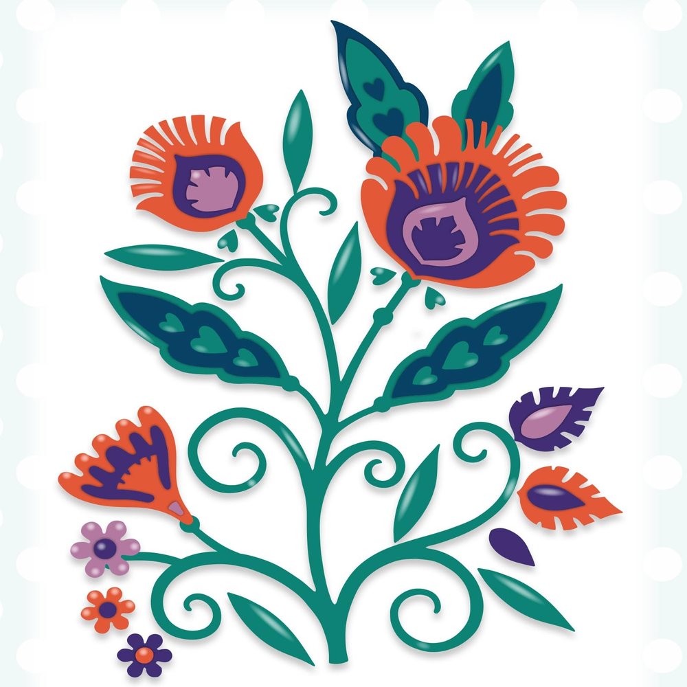 Creative Expressions Paper Cuts Flowers Folk Flora Craft Die, Brown, 4.7 x 3.3 in