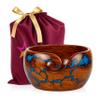 Wooden Yarn Bowl for Crocheting, 7x4 inch Large Rosewood Crochet Holder Gift Accessories and Knitting Gadgets Supplies Handcrafted with Fractal Wood Burning & Blue Resin Inlay ( Blue 7x4 ) view 1