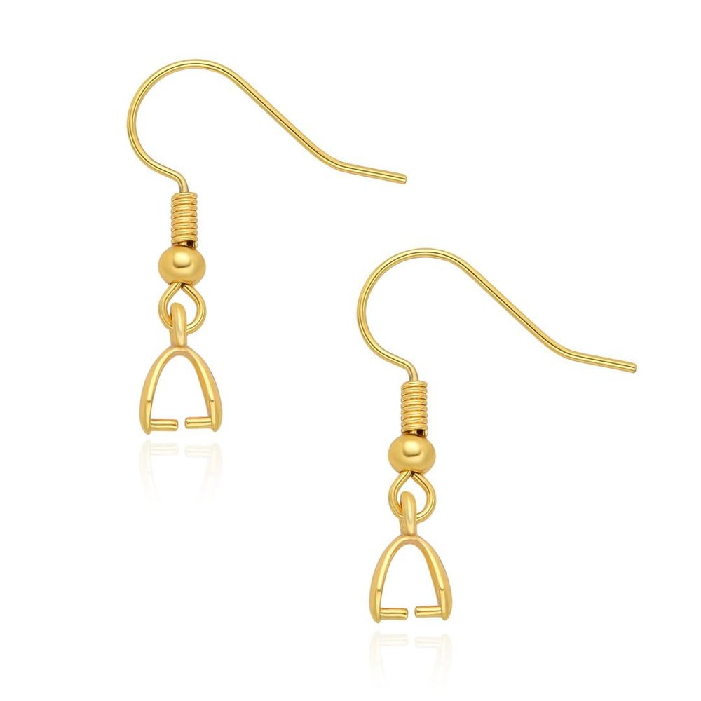 50pcs Adabele Hypoallergenic Tarnish Resistant 18K Yellow Gold Plated Fish Earring Hooks Ear Wire Pinch Bail Clasp Jewelry Findings for DIY Earrings Jewelry Making BF74-2
