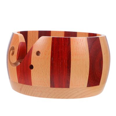 FIXOSHEE 1pc Wooden Yarn Bowl for Knitting and Crochet Decorative Yarn Storage Container Smooth Finish to Prevent for Craft for Needles