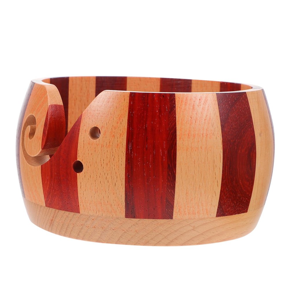 FIXOSHEE 1pc Wooden Yarn Bowl for Knitting and Crochet Decorative Yarn Storage Container Smooth Finish to Prevent for Craft for Needles