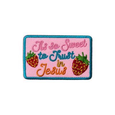 SANSFIUS Tis So Sweet To Trust In Jesus Patch, Size 3 Inches Iron On Christian Embroidery Patches for Hats Clothes Backpacks Jeans, DIY Sew On Patches, Fabric Patches, Jesus Patch, Gift for Christians