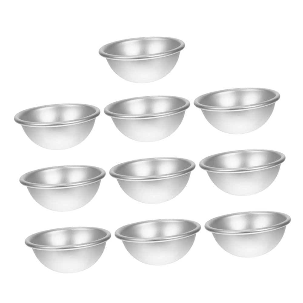 KONTONTY 10pcs Semi-Sphere Bath Molds Aluminium Alloy DIY Bath Salt Molds for Cake and Dessert Making Durable Household Crafting Tools Medium