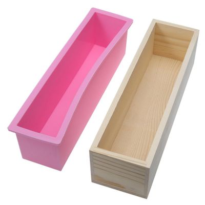 SEWOART Large Silicone Soap Mold Wooden Box for DIY Soap Loaf Cake Making Color