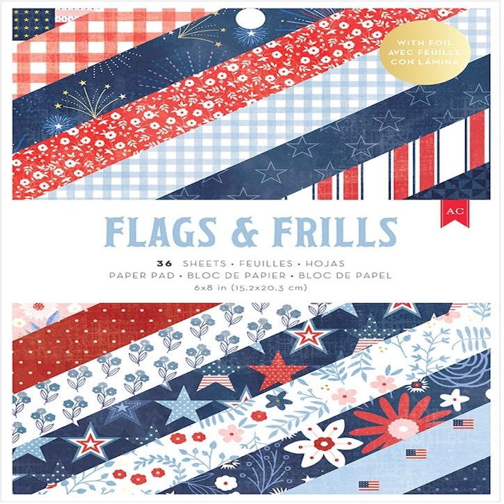 Flags And Frills Double-Sided 6x8" Paper Pad with Gold Foil